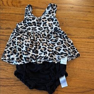 Posh Peanut Leopard Print Baby Dress with Black Bloomers